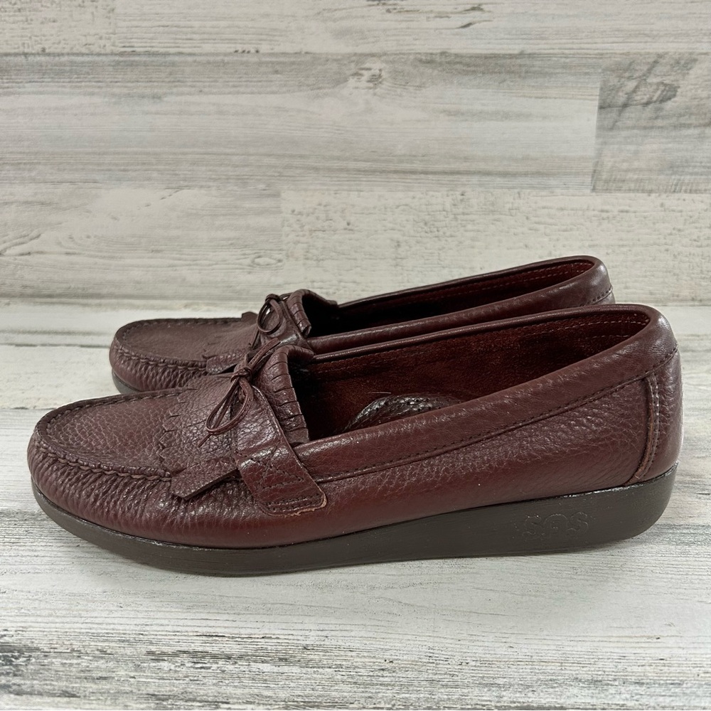 SAS Brown Leather Kilt Tassel Slip On Loafers 10.5